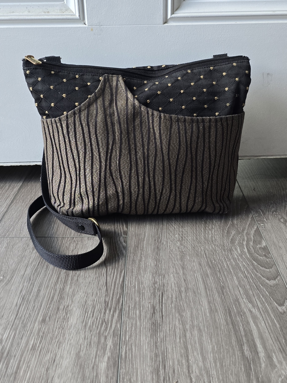 Danny K Beverly Hills Crossbody Stylish Black and Bronze Crossbody Shoulder Bag